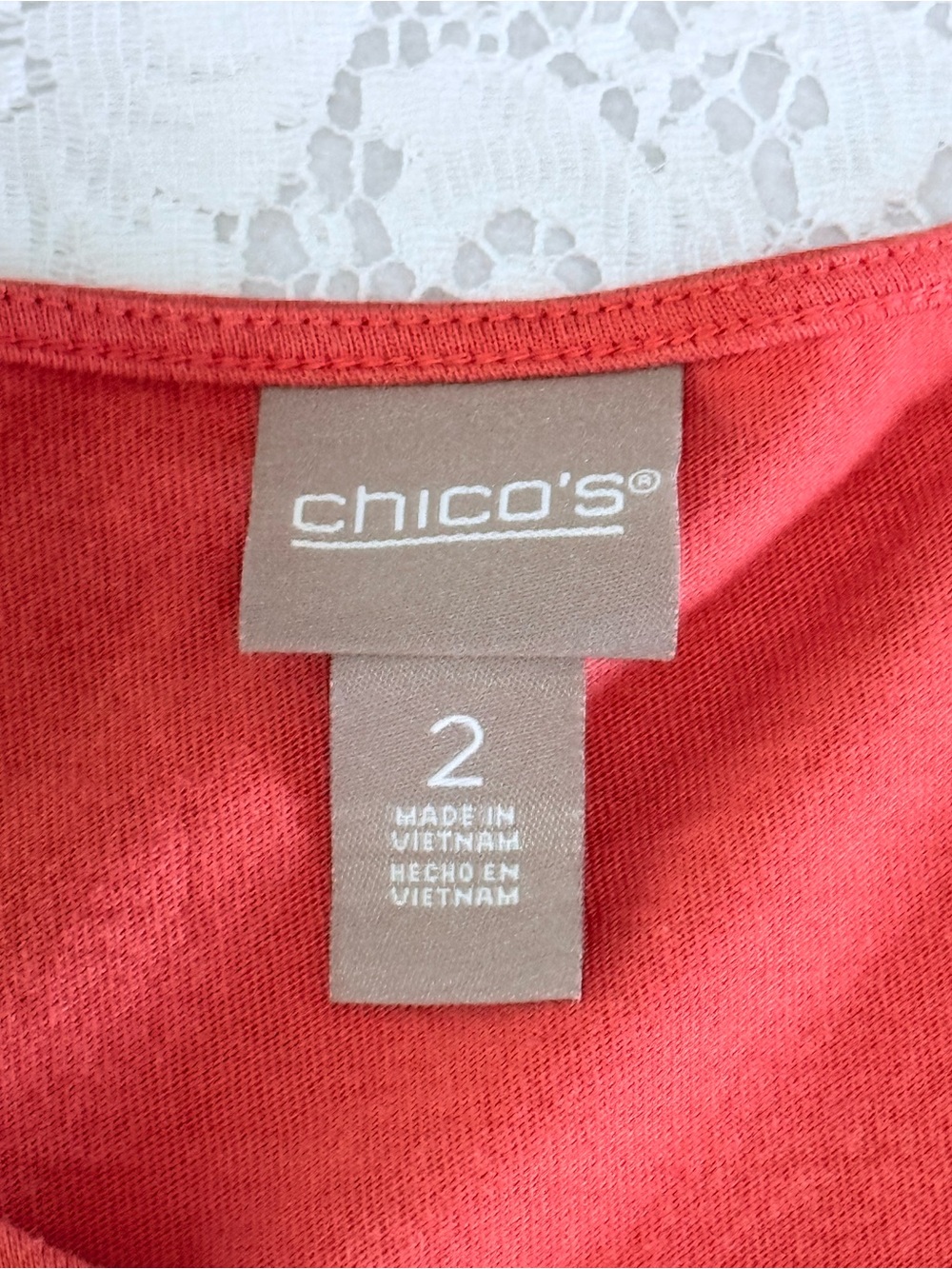 Chico's Terracotta Rust Ruffle Layered Sleeve Tee Top Cotton Modal Size 2 L - Picture 5 of 13